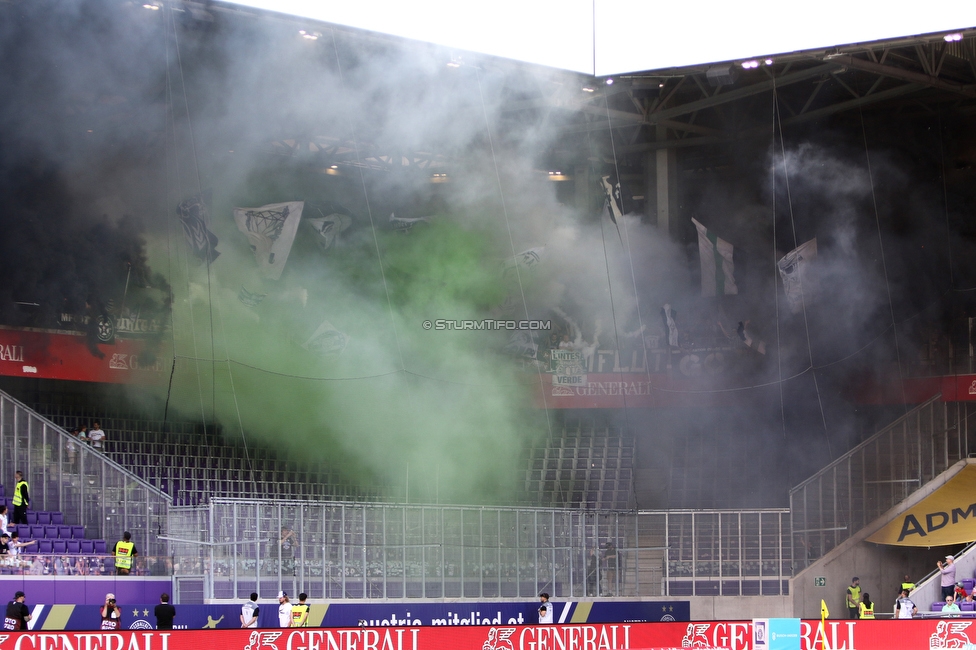 Austria Wien - Sturm Graz
Oesterreichische Fussball Bundesliga, 32 Runde, FK Austria Wien - SK Sturm Graz, Franz Horr Stadion Wien, 21.05.2022. 

Foto zeigt Fans von Sturm
