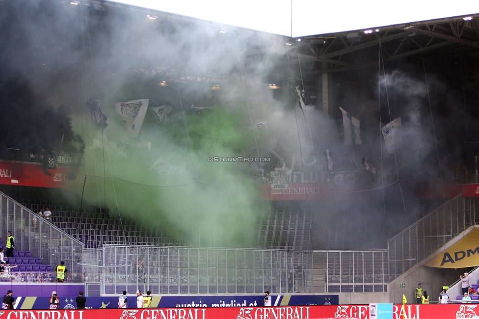 Austria Wien - Sturm Graz
Oesterreichische Fussball Bundesliga, 32 Runde, FK Austria Wien - SK Sturm Graz, Franz Horr Stadion Wien, 21.05.2022. 

Foto zeigt Fans von Sturm
