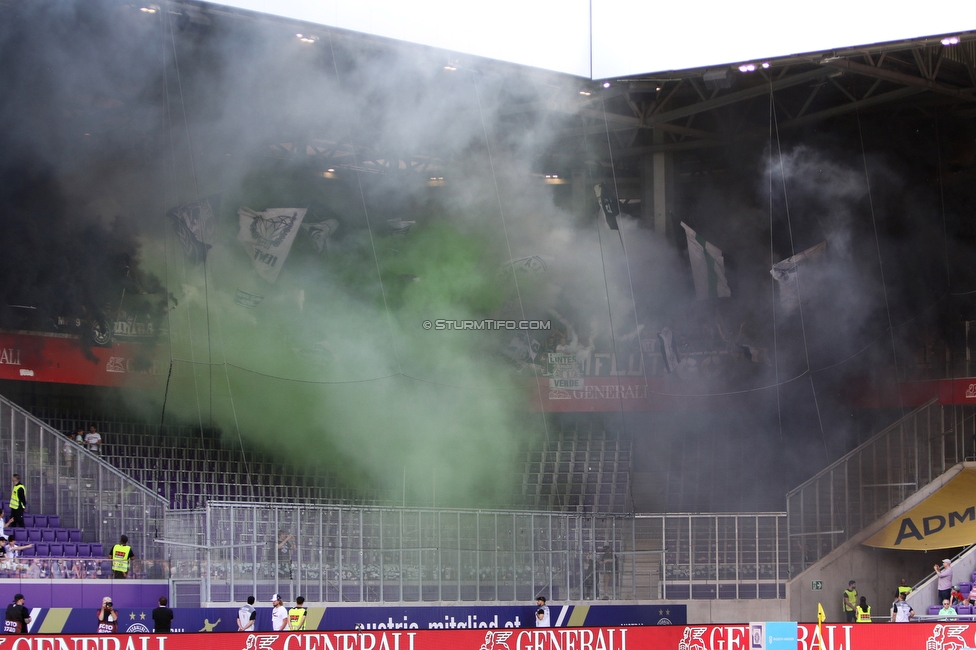 Austria Wien - Sturm Graz
Oesterreichische Fussball Bundesliga, 32 Runde, FK Austria Wien - SK Sturm Graz, Franz Horr Stadion Wien, 21.05.2022. 

Foto zeigt Fans von Sturm
