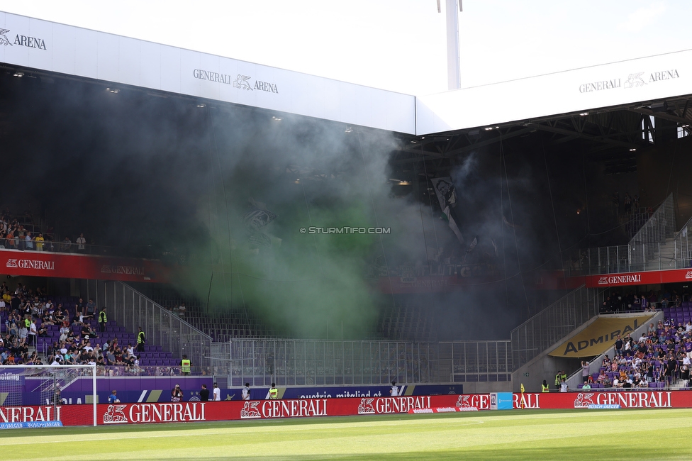 Austria Wien - Sturm Graz
Oesterreichische Fussball Bundesliga, 32 Runde, FK Austria Wien - SK Sturm Graz, Franz Horr Stadion Wien, 21.05.2022. 

Foto zeigt Fans von Sturm mit einer Choreografie
Schlüsselwörter: pyrotechnik