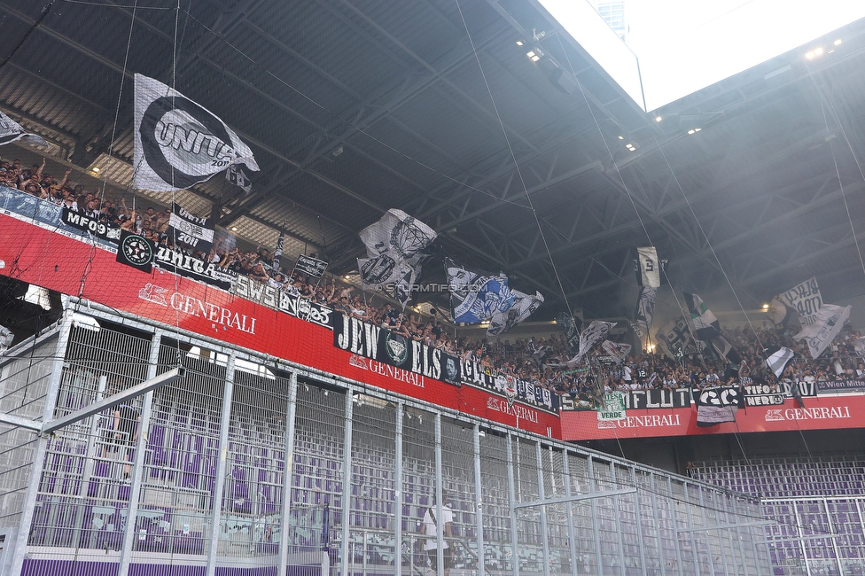 Austria Wien - Sturm Graz
Oesterreichische Fussball Bundesliga, 32 Runde, FK Austria Wien - SK Sturm Graz, Franz Horr Stadion Wien, 21.05.2022. 

Foto zeigt Fans von Sturm
