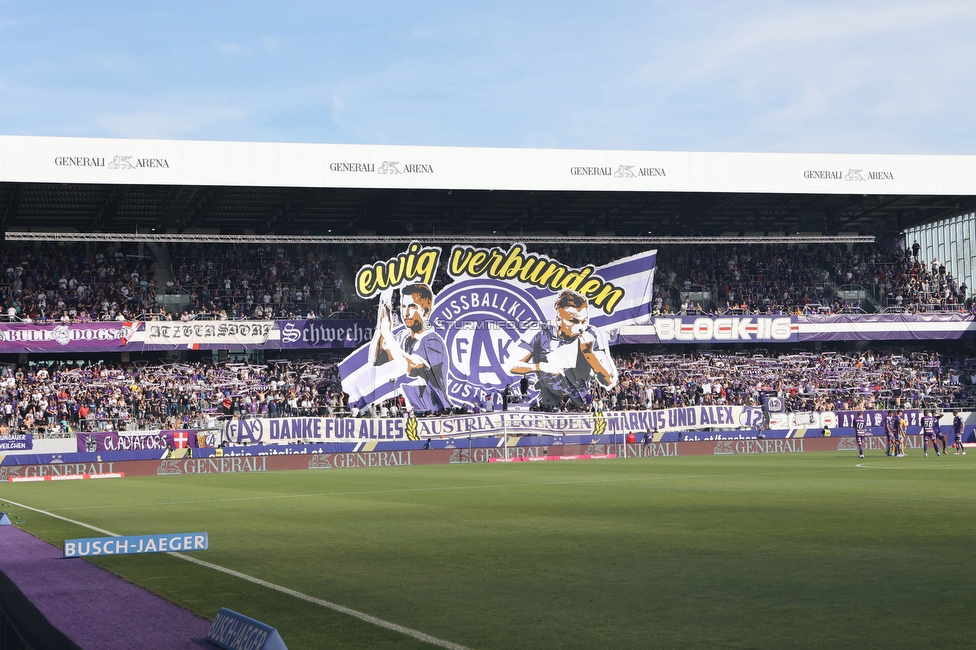 Austria Wien - Sturm Graz
Oesterreichische Fussball Bundesliga, 32 Runde, FK Austria Wien - SK Sturm Graz, Franz Horr Stadion Wien, 21.05.2022. 

Foto zeigt Fans von Austria Wien mit einer Choreografie
