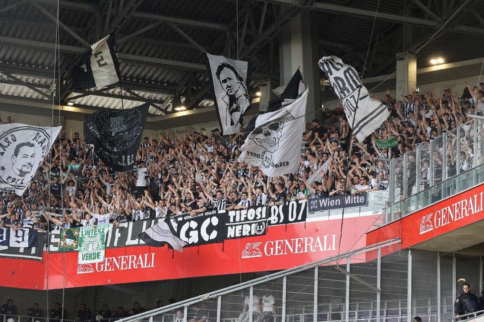 Austria Wien - Sturm Graz
Oesterreichische Fussball Bundesliga, 32 Runde, FK Austria Wien - SK Sturm Graz, Franz Horr Stadion Wien, 21.05.2022. 

Foto zeigt Fans von Sturm
