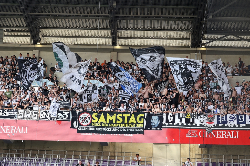 Austria Wien - Sturm Graz
Oesterreichische Fussball Bundesliga, 32 Runde, FK Austria Wien - SK Sturm Graz, Franz Horr Stadion Wien, 21.05.2022. 

Foto zeigt Fans von Sturm
