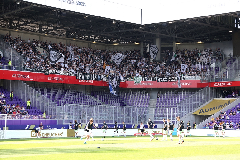 Austria Wien - Sturm Graz
Oesterreichische Fussball Bundesliga, 32 Runde, FK Austria Wien - SK Sturm Graz, Franz Horr Stadion Wien, 21.05.2022. 

Foto zeigt Fans von Sturm
