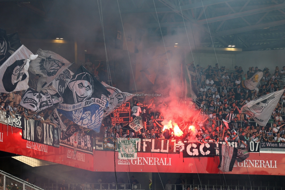 Austria Wien - Sturm Graz
Oesterreichische Fussball Bundesliga, 32 Runde, FK Austria Wien - SK Sturm Graz, Franz Horr Stadion Wien, 21.05.2022. 

Foto zeigt Fans von Sturm
