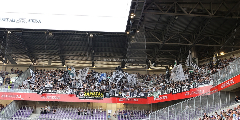 Austria Wien - Sturm Graz
Oesterreichische Fussball Bundesliga, 32 Runde, FK Austria Wien - SK Sturm Graz, Franz Horr Stadion Wien, 21.05.2022. 

Foto zeigt Fans von Sturm
