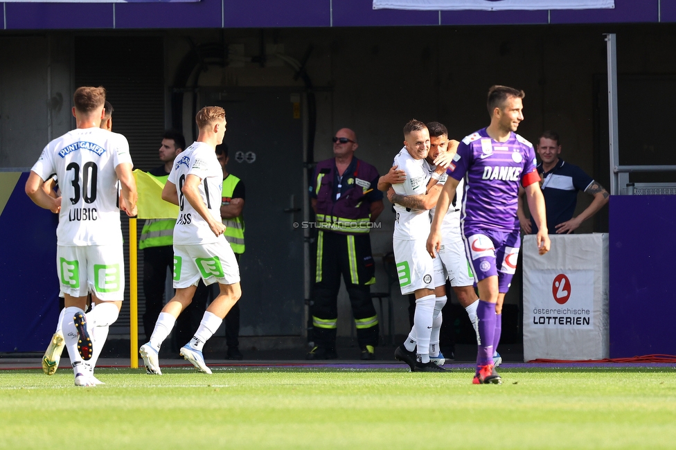 Austria Wien - Sturm Graz
Oesterreichische Fussball Bundesliga, 32 Runde, FK Austria Wien - SK Sturm Graz, Franz Horr Stadion Wien, 21.05.2022. 

Foto zeigt Jakob Jantscher (Sturm)
Schlüsselwörter: torjubel