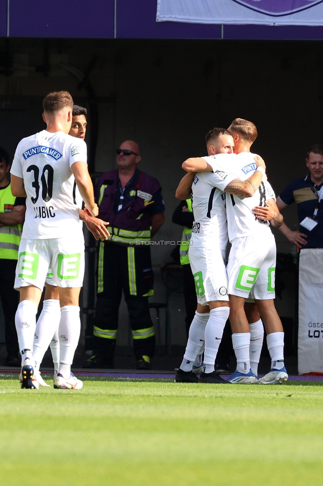 Austria Wien - Sturm Graz
Oesterreichische Fussball Bundesliga, 32 Runde, FK Austria Wien - SK Sturm Graz, Franz Horr Stadion Wien, 21.05.2022. 

Foto zeigt Ivan Ljubic (Sturm) und Jakob Jantscher (Sturm)
Schlüsselwörter: torjubel