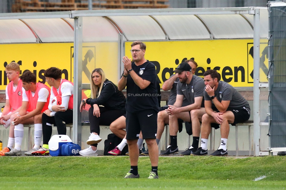 Sturm II - Hertha
Regionalliga Mitte, 33. Runde,  SK Sturm Graz II - WSC Hertha, Trainingszentrum Messendorf, 03.06.2022. 

Foto zeigt Thomas Hoesele (Cheftrainer Sturm II)
