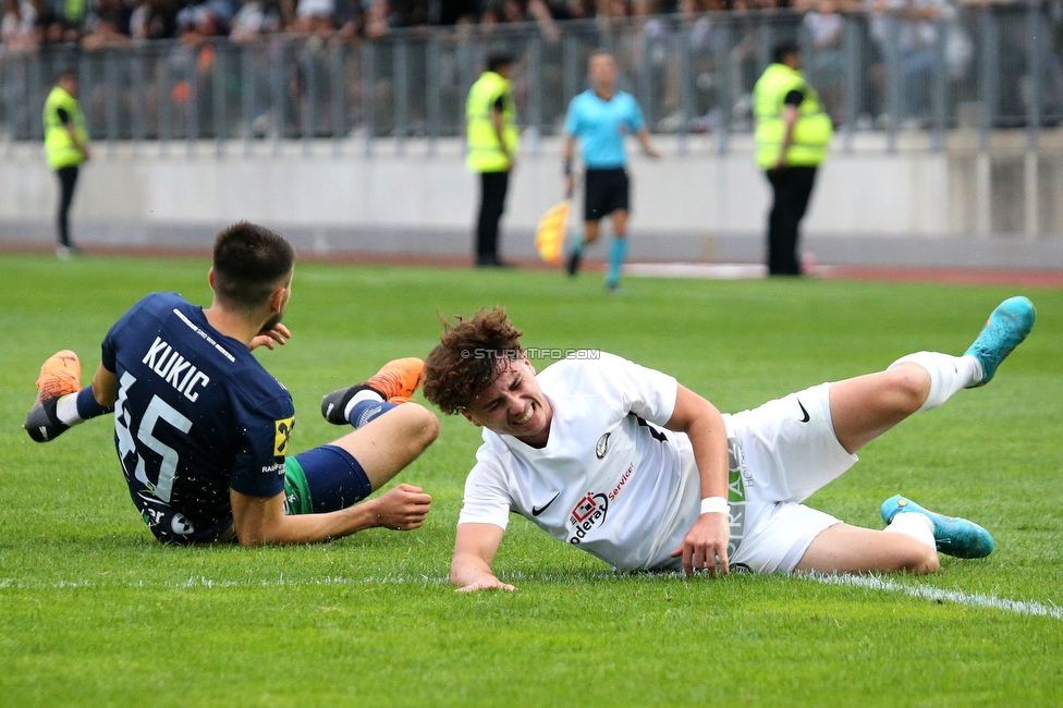 Sturm II - Hertha
Regionalliga Mitte, 33. Runde,  SK Sturm Graz II - WSC Hertha, Trainingszentrum Messendorf, 03.06.2022. 

Foto zeigt Tobias Strahlhofer (Sturm II)
