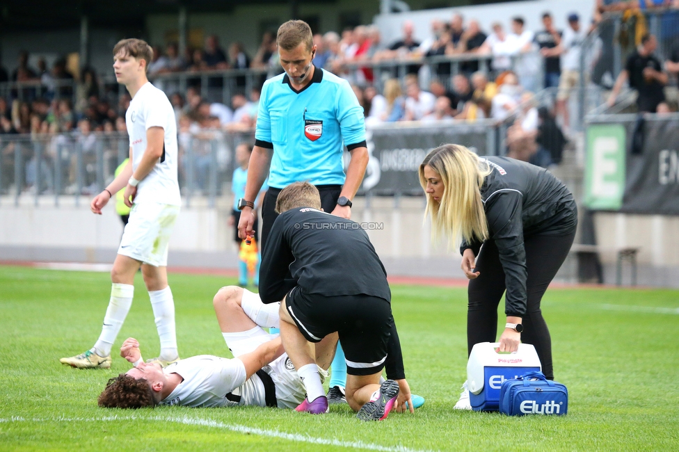 Sturm II - Hertha
Regionalliga Mitte, 33. Runde,  SK Sturm Graz II - WSC Hertha, Trainingszentrum Messendorf, 03.06.2022. 

Foto zeigt Tobias Strahlhofer (Sturm II)
