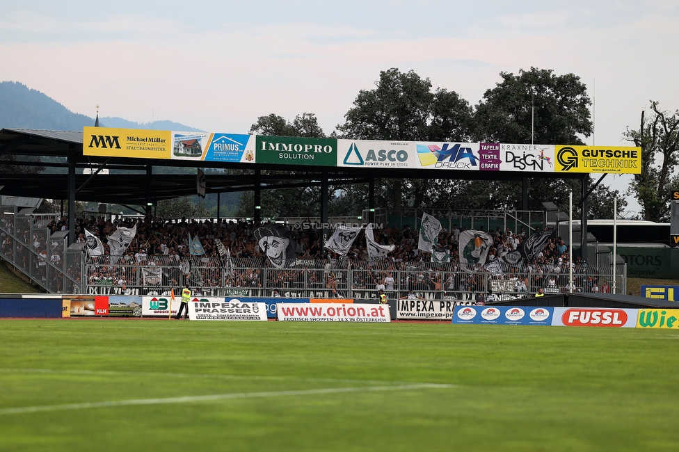 Wolfsberg - Sturm Graz
Oesterreichische Fussball Bundesliga, 1. Runde, Wolfsberger AC - SK Sturm Graz, Lavanttal Arena Wolfsberg, 23.07.2022. 

Foto zeigt Fans von Sturm
