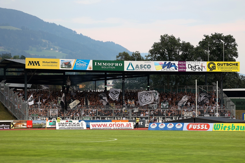 Wolfsberg - Sturm Graz
Oesterreichische Fussball Bundesliga, 1. Runde, Wolfsberger AC - SK Sturm Graz, Lavanttal Arena Wolfsberg, 23.07.2022. 

Foto zeigt Fans von Sturm
