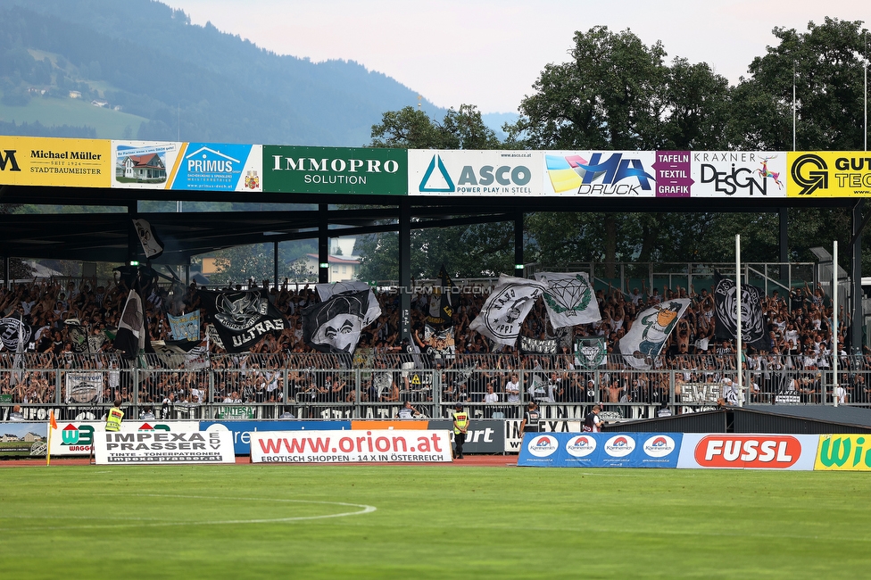 Wolfsberg - Sturm Graz
Oesterreichische Fussball Bundesliga, 1. Runde, Wolfsberger AC - SK Sturm Graz, Lavanttal Arena Wolfsberg, 23.07.2022. 

Foto zeigt Fans von Sturm
