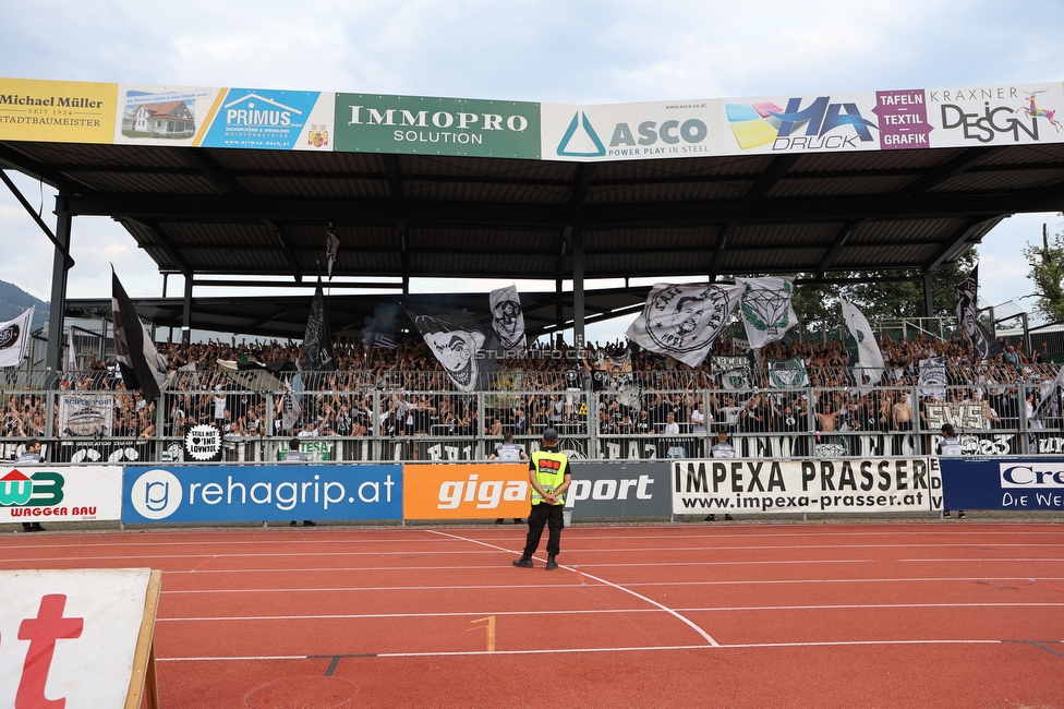 Wolfsberg - Sturm Graz
Oesterreichische Fussball Bundesliga, 1. Runde, Wolfsberger AC - SK Sturm Graz, Lavanttal Arena Wolfsberg, 23.07.2022. 

Foto zeigt Fans von Sturm
