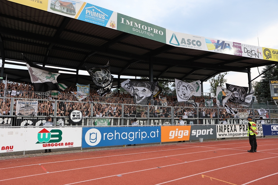 Wolfsberg - Sturm Graz
Oesterreichische Fussball Bundesliga, 1. Runde, Wolfsberger AC - SK Sturm Graz, Lavanttal Arena Wolfsberg, 23.07.2022. 

Foto zeigt Fans von Sturm
