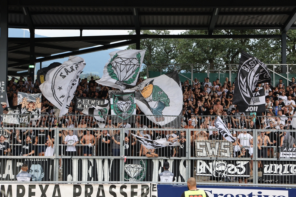 Wolfsberg - Sturm Graz
Oesterreichische Fussball Bundesliga, 1. Runde, Wolfsberger AC - SK Sturm Graz, Lavanttal Arena Wolfsberg, 23.07.2022. 

Foto zeigt Fans von Sturm
Schlüsselwörter: jewels