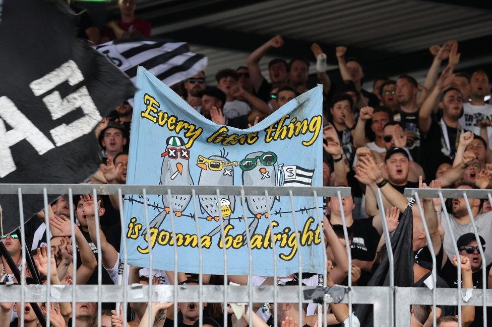 Wolfsberg - Sturm Graz
Oesterreichische Fussball Bundesliga, 1. Runde, Wolfsberger AC - SK Sturm Graz, Lavanttal Arena Wolfsberg, 23.07.2022. 

Foto zeigt Fans von Sturm
Schlüsselwörter: sturmflut