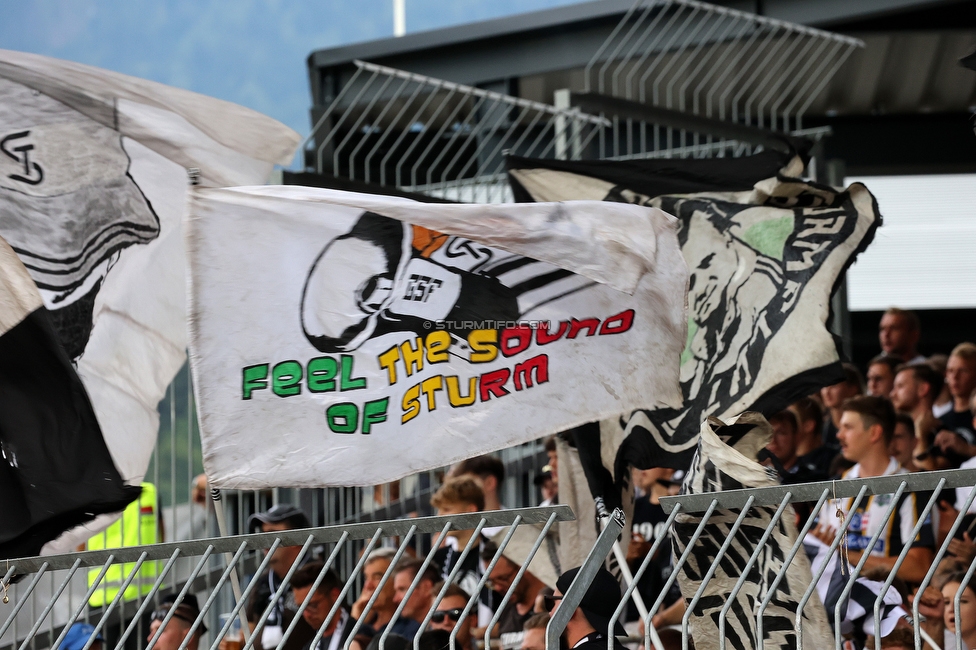 Wolfsberg - Sturm Graz
Oesterreichische Fussball Bundesliga, 1. Runde, Wolfsberger AC - SK Sturm Graz, Lavanttal Arena Wolfsberg, 23.07.2022. 

Foto zeigt Fans von Sturm
Schlüsselwörter: sturmflut