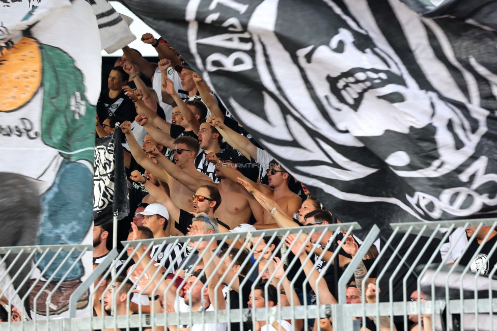 Wolfsberg - Sturm Graz
Oesterreichische Fussball Bundesliga, 1. Runde, Wolfsberger AC - SK Sturm Graz, Lavanttal Arena Wolfsberg, 23.07.2022. 

Foto zeigt Fans von Sturm
