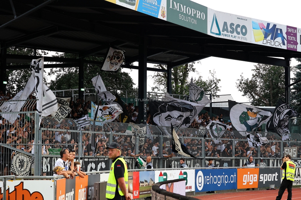 Wolfsberg - Sturm Graz
Oesterreichische Fussball Bundesliga, 1. Runde, Wolfsberger AC - SK Sturm Graz, Lavanttal Arena Wolfsberg, 23.07.2022. 

Foto zeigt Fans von Sturm
