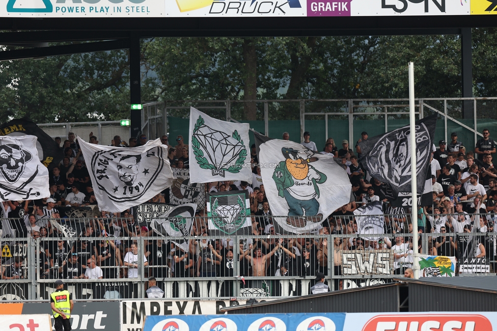 Wolfsberg - Sturm Graz
Oesterreichische Fussball Bundesliga, 1. Runde, Wolfsberger AC - SK Sturm Graz, Lavanttal Arena Wolfsberg, 23.07.2022. 

Foto zeigt Fans von Sturm
