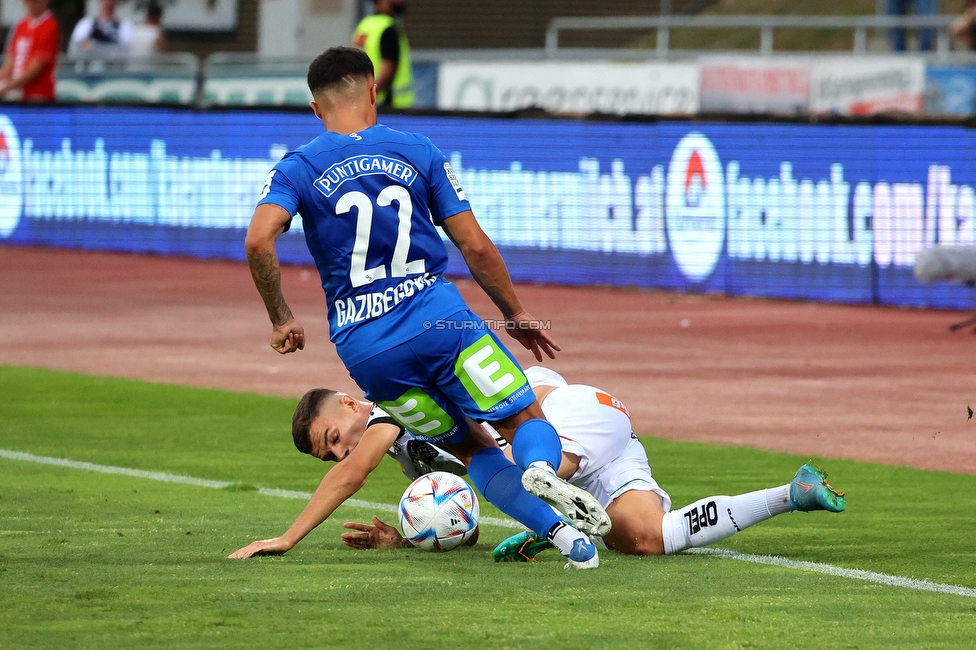 Wolfsberg - Sturm Graz
Oesterreichische Fussball Bundesliga, 1. Runde, Wolfsberger AC - SK Sturm Graz, Lavanttal Arena Wolfsberg, 23.07.2022. 

Foto zeigt Jusuf Gazibegovic (Sturm)
