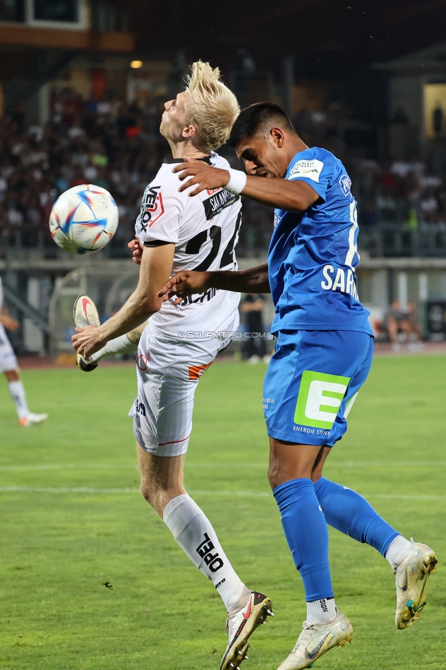 Wolfsberg - Sturm Graz
Oesterreichische Fussball Bundesliga, 1. Runde, Wolfsberger AC - SK Sturm Graz, Lavanttal Arena Wolfsberg, 23.07.2022. 

Foto zeigt Manprit Sarkaria (Sturm)
