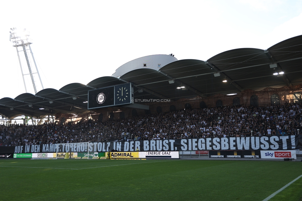 Sturm Graz - RB Salzburg
Oesterreichische Fussball Bundesliga, 2. Runde, SK Sturm Graz - FC RB Salzburg, Stadion Liebenau Graz, 30.07.2022. 

Foto zeigt Fans von Sturm mit einer Choreografie
