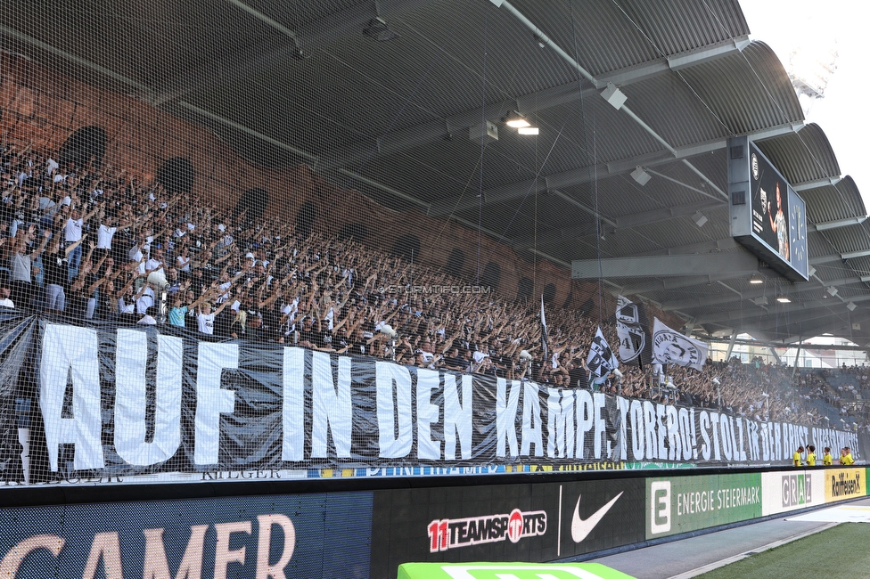 Sturm Graz - RB Salzburg
Oesterreichische Fussball Bundesliga, 2. Runde, SK Sturm Graz - FC RB Salzburg, Stadion Liebenau Graz, 30.07.2022. 

Foto zeigt Fans von Sturm mit einer Choreografie
