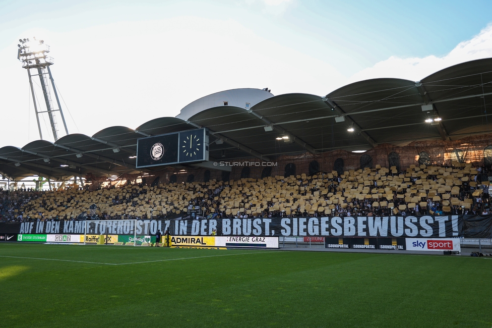 Sturm Graz - RB Salzburg
Oesterreichische Fussball Bundesliga, 2. Runde, SK Sturm Graz - FC RB Salzburg, Stadion Liebenau Graz, 30.07.2022. 

Foto zeigt Fans von Sturm mit einer Choreografie
