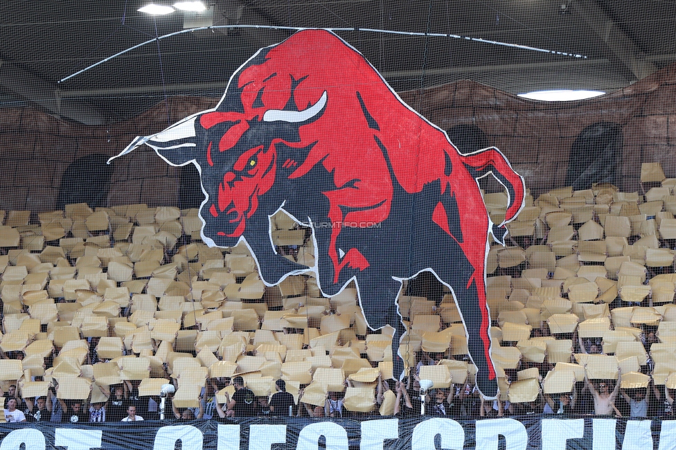 Sturm Graz - RB Salzburg
Oesterreichische Fussball Bundesliga, 2. Runde, SK Sturm Graz - FC RB Salzburg, Stadion Liebenau Graz, 30.07.2022. 

Foto zeigt Fans von Sturm mit einer Choreografie
