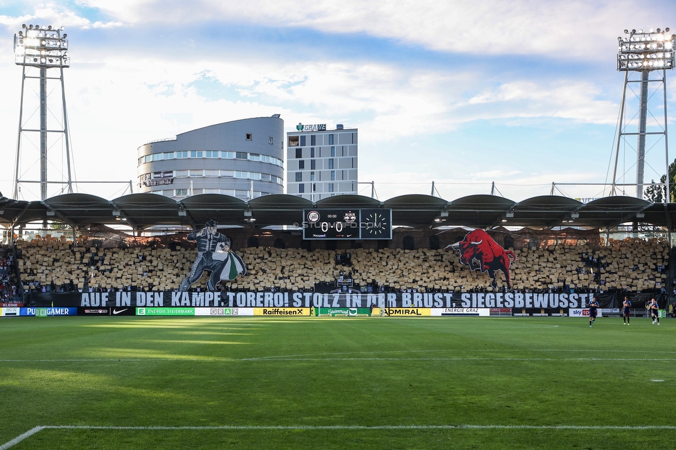 Sturm Graz - RB Salzburg
Oesterreichische Fussball Bundesliga, 2. Runde, SK Sturm Graz - FC RB Salzburg, Stadion Liebenau Graz, 30.07.2022. 

Foto zeigt Fans von Sturm mit einer Choreografie
