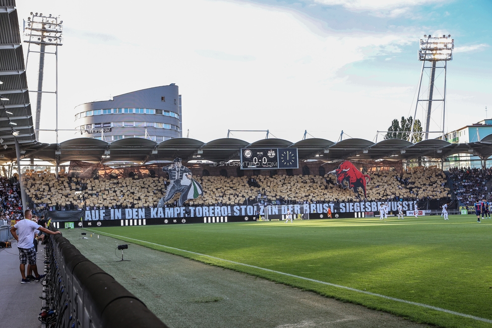 Sturm Graz - RB Salzburg
Oesterreichische Fussball Bundesliga, 2. Runde, SK Sturm Graz - FC RB Salzburg, Stadion Liebenau Graz, 30.07.2022. 

Foto zeigt Fans von Sturm mit einer Choreografie
