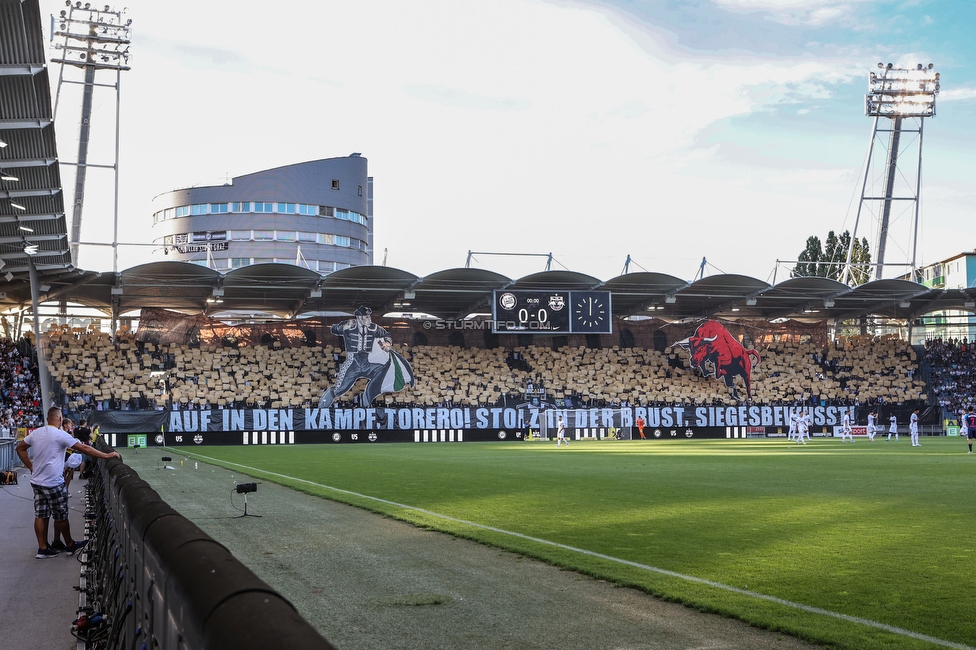 Sturm Graz - RB Salzburg
Oesterreichische Fussball Bundesliga, 2. Runde, SK Sturm Graz - FC RB Salzburg, Stadion Liebenau Graz, 30.07.2022. 

Foto zeigt Fans von Sturm mit einer Choreografie
