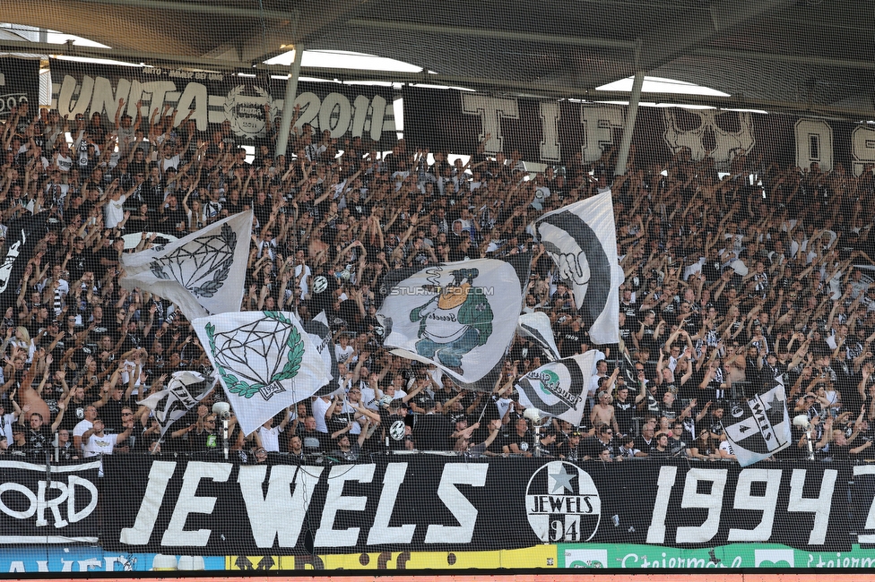 Sturm Graz - RB Salzburg
Oesterreichische Fussball Bundesliga, 2. Runde, SK Sturm Graz - FC RB Salzburg, Stadion Liebenau Graz, 30.07.2022. 

Foto zeigt Fans von Sturm
Schlüsselwörter: jewels