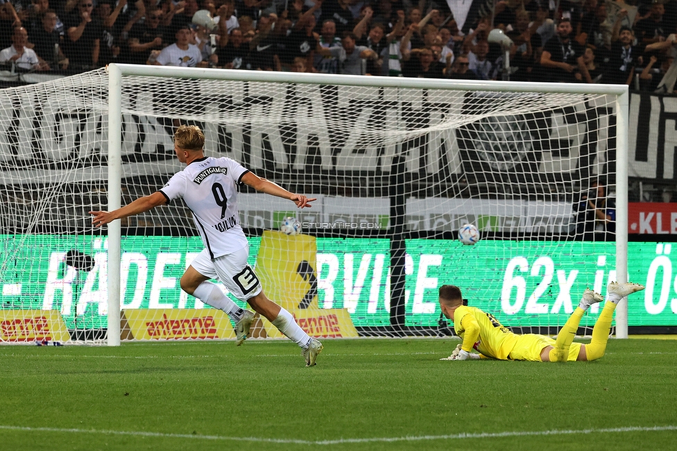 Sturm Graz - RB Salzburg
Oesterreichische Fussball Bundesliga, 2. Runde, SK Sturm Graz - FC RB Salzburg, Stadion Liebenau Graz, 30.07.2022. 

Foto zeigt Rasmus Hoejlund (Sturm)
Schlüsselwörter: torjubel