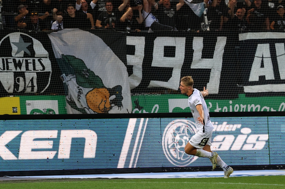 Sturm Graz - RB Salzburg
Oesterreichische Fussball Bundesliga, 2. Runde, SK Sturm Graz - FC RB Salzburg, Stadion Liebenau Graz, 30.07.2022. 

Foto zeigt Rasmus Hoejlund (Sturm)
Schlüsselwörter: torjubel