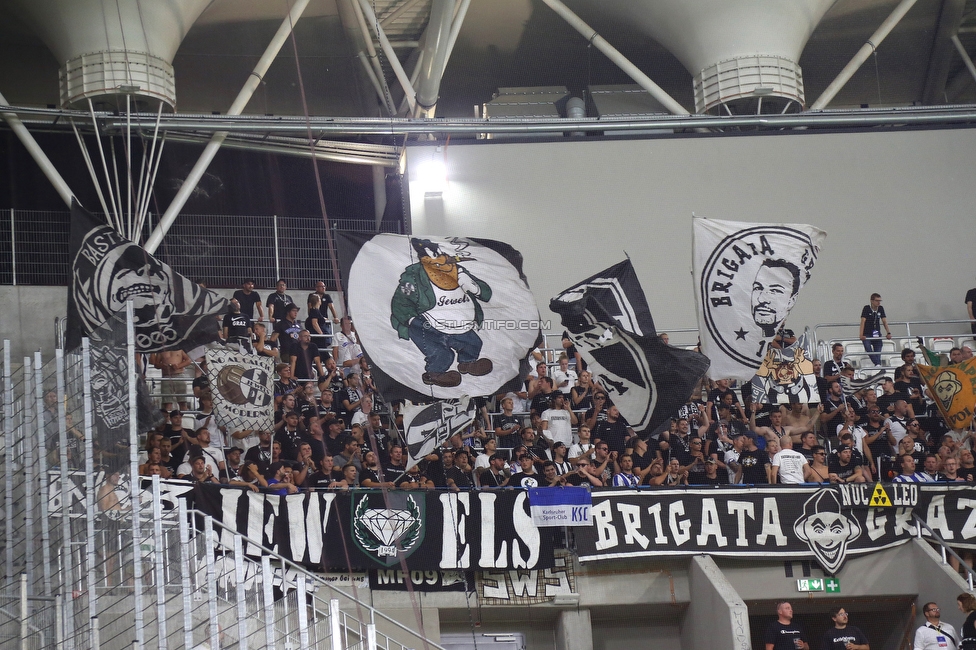 Dynamo Kiew - Sturm Graz
UEFA Champions League Qualifikation 3. Runde, Dynamo Kiew - SK Sturm Graz, Stadion LKS Lodz, 03.08.2022. 

Foto zeigt Fans von Sturm
