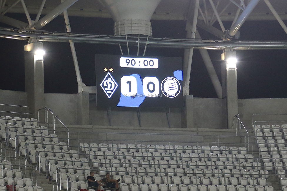 Dynamo Kiew - Sturm Graz
UEFA Champions League Qualifikation 3. Runde, Dynamo Kiew - SK Sturm Graz, Stadion LKS Lodz, 03.08.2022. 

Foto zeigt die Anzeigetafel
