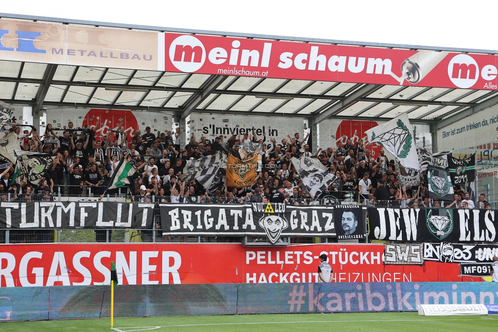 Ried - Sturm Graz
Oesterreichische Fussball Bundesliga, 3. Runde, SV Ried - SK Sturm Graz, Arena Ried, 06.08.2022. 

Foto zeigt Fans von Sturm
