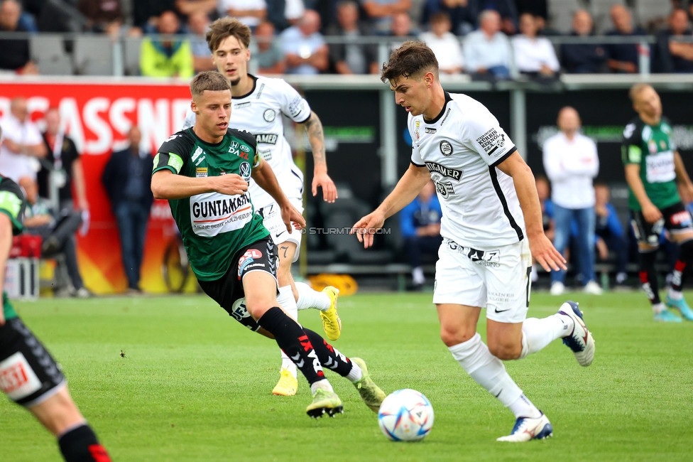 Ried - Sturm Graz
Oesterreichische Fussball Bundesliga, 3. Runde, SV Ried - SK Sturm Graz, Arena Ried, 06.08.2022. 

Foto zeigt Ivan Ljubic (Sturm)
