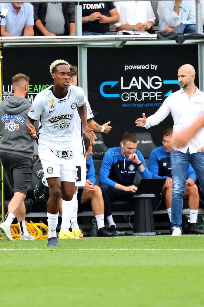 Ried - Sturm Graz
Oesterreichische Fussball Bundesliga, 3. Runde, SV Ried - SK Sturm Graz, Arena Ried, 06.08.2022. 

Foto zeigt Emanuel Emegha (Sturm)
