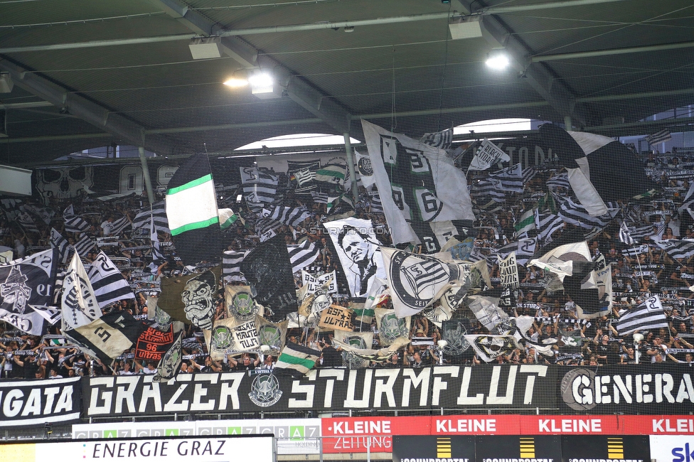 Sturm Graz - Dynamo Kiew
UEFA Champions League Qualifikation 3. Runde, SK Sturm Graz - FC Dynamo Kiew, Stadion Liebenau Graz, 09.08.2022. 

Foto zeigt Fans von Sturm
