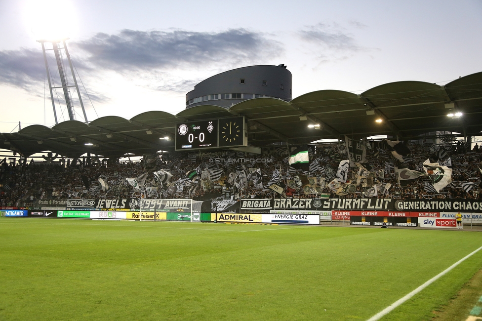 Sturm Graz - Dynamo Kiew
UEFA Champions League Qualifikation 3. Runde, SK Sturm Graz - FC Dynamo Kiew, Stadion Liebenau Graz, 09.08.2022. 

Foto zeigt Fans von Sturm
