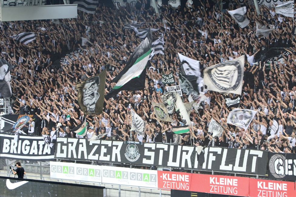 Sturm Graz - Dynamo Kiew
UEFA Champions League Qualifikation 3. Runde, SK Sturm Graz - FC Dynamo Kiew, Stadion Liebenau Graz, 09.08.2022. 

Foto zeigt Fans von Sturm
Schlüsselwörter: sturmflut