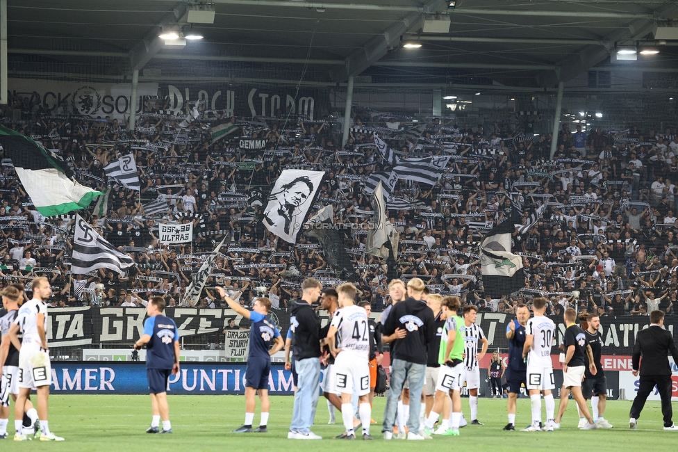 Sturm Graz - Dynamo Kiew
UEFA Champions League Qualifikation 3. Runde, SK Sturm Graz - FC Dynamo Kiew, Stadion Liebenau Graz, 09.08.2022. 

Foto zeigt Fans von Sturm
Schlüsselwörter: schals