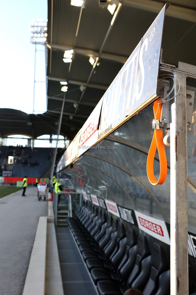 Sturm Graz - Dynamo Kiew
UEFA Champions League Qualifikation 3. Runde, SK Sturm Graz - FC Dynamo Kiew, Stadion Liebenau Graz, 09.08.2022. 

Foto zeigt die Halteschleife von Ivica Osim (ehem. Trainer Sturm)
