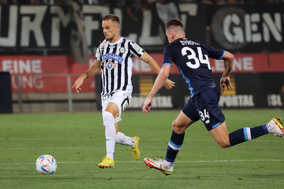 Sturm Graz - Dynamo Kiew
UEFA Champions League Qualifikation 3. Runde, SK Sturm Graz - FC Dynamo Kiew, Stadion Liebenau Graz, 09.08.2022. 

Foto zeigt Tomi Horvat (Sturm)
